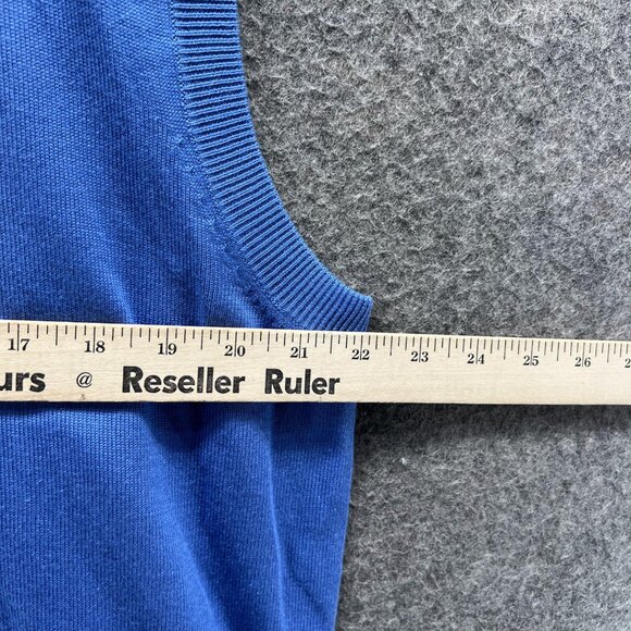 Bugatchi Sweater Men Large Blue V Neck Pullover Fleece Silk Cotton Sleeveless - Picture 8 of 11